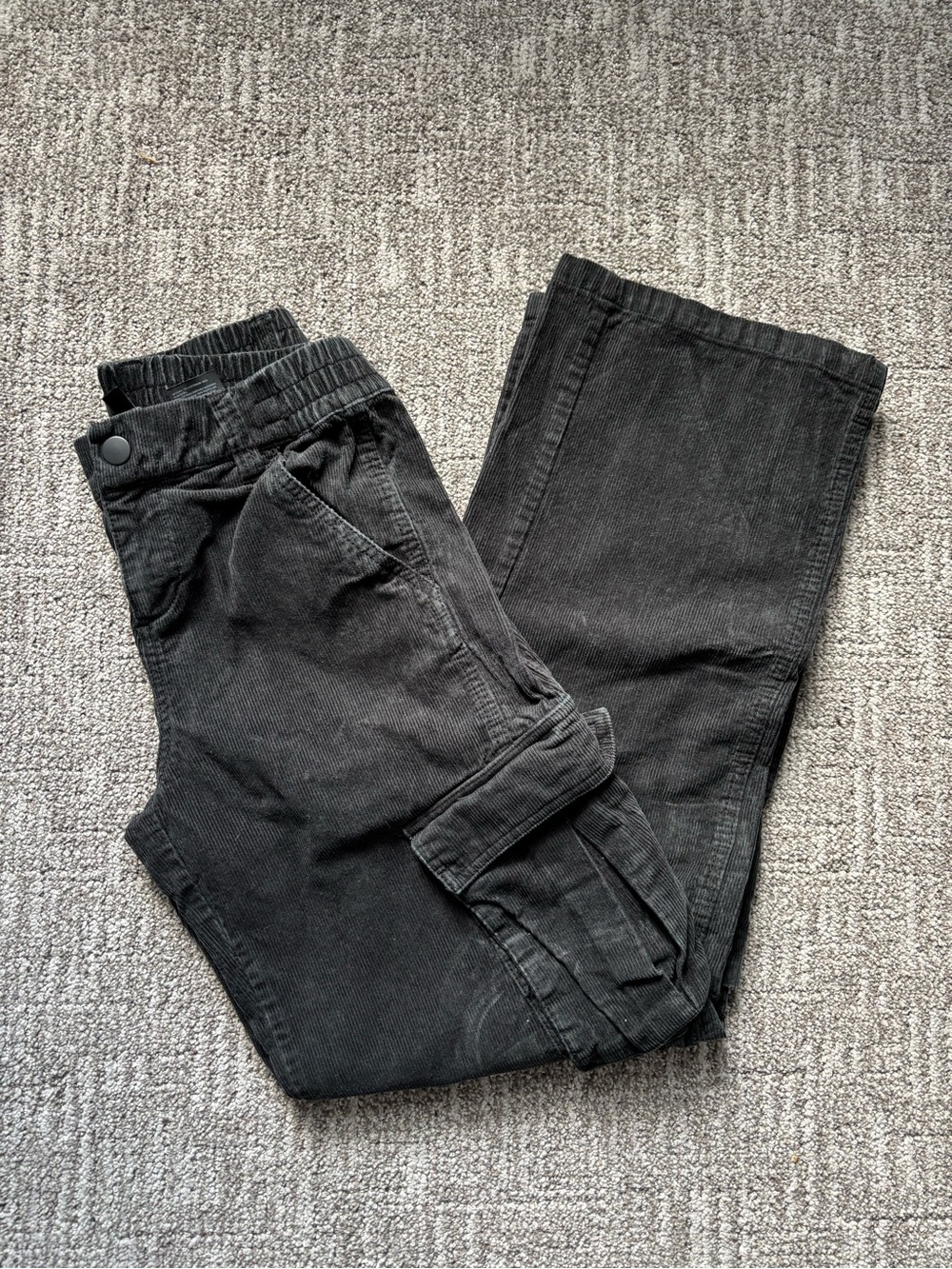Black Corduroy Cargo Pants